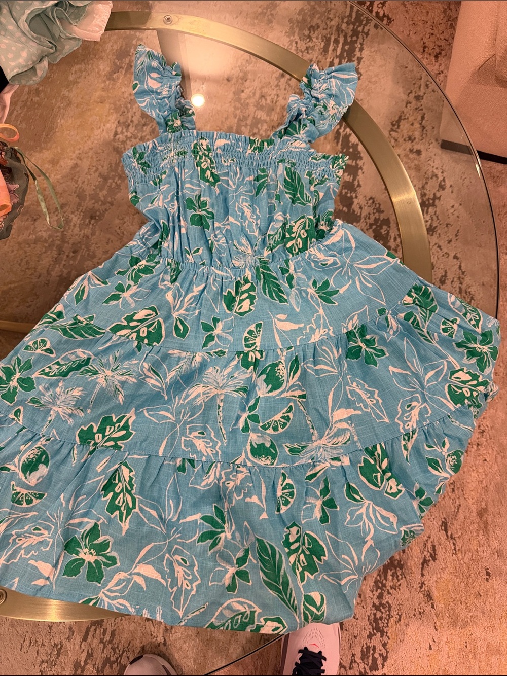 Copper Key Blue & Green Floral Tiered Summer Dress